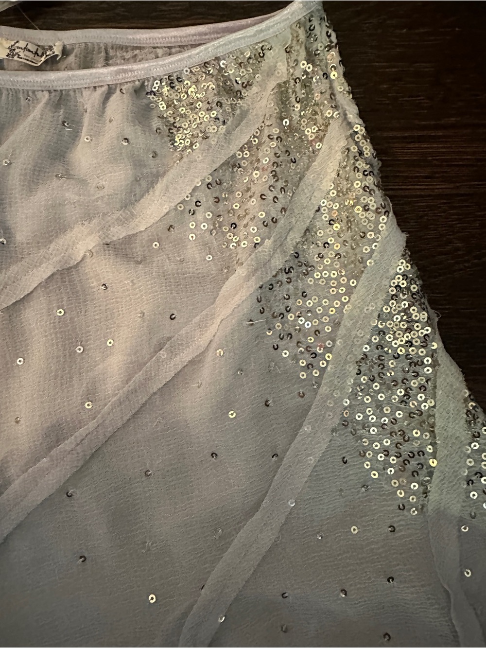 Embellished Light Blue Chiffon Skirt - Picture 5 of 6